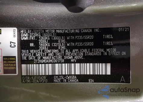 2021 Lexus Rx 450H z USA, uszkodzony, nr VIN 2T2HGMDAXMC061758